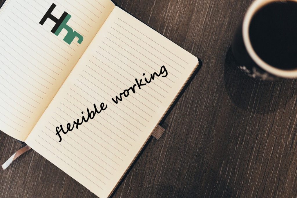 note book with 'flexible working' written on the hill hr logo