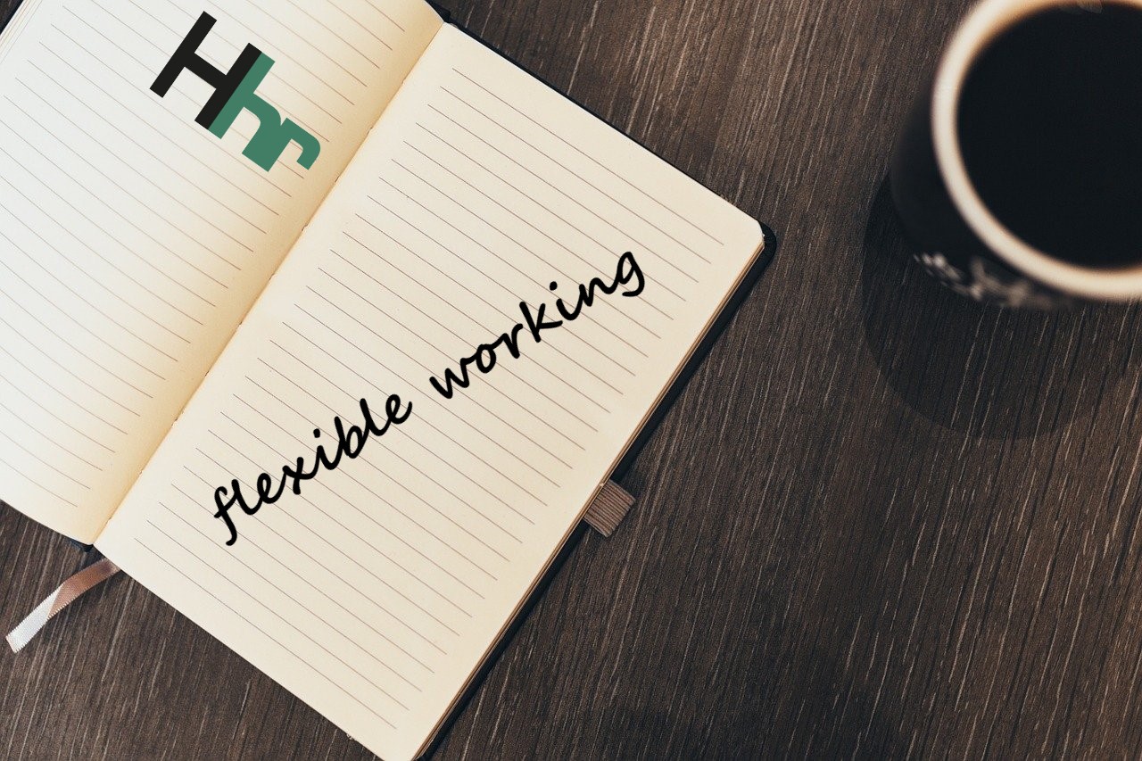 note book with 'flexible working' written on the hill hr logo